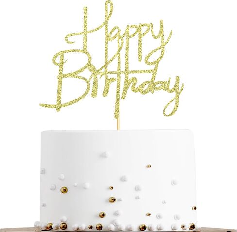 Sotpot Happy Birthday Cake Topper Gold Glitter Cake Decoration for Birthday Anniversary Party Cake Decorations Supplies in Saudi Arabia