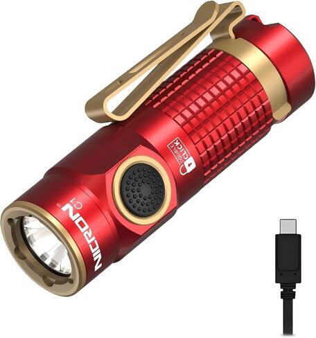 NICRON mini Flashlight, 1200 lumens Rechargeable led flashlights high lumens with Clip on Flashlight, Tactical flashlights with Magnet, Waterproof EDC Flashlight for Emergencies Camping Outdoor (Red) in Saudi Arabia