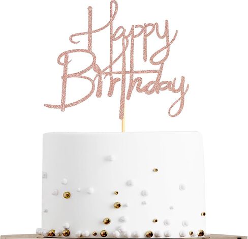 Sotpot Happy Birthday Cake Topper Gold Glitter Cake Decoration for Birthday Anniversary Party Cake Decorations Supplies in Saudi Arabia