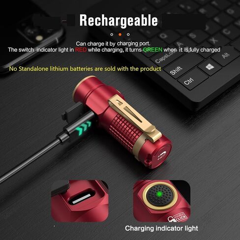 NICRON mini Flashlight, 1200 lumens Rechargeable led flashlights high lumens with Clip on Flashlight, Tactical flashlights with Magnet, Waterproof EDC Flashlight for Emergencies Camping Outdoor (Red) in Saudi Arabia