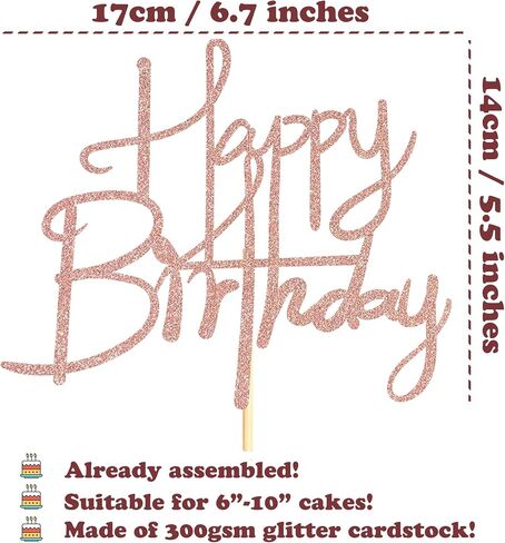 Sotpot Happy Birthday Cake Topper Gold Glitter Cake Decoration for Birthday Anniversary Party Cake Decorations Supplies in Saudi Arabia
