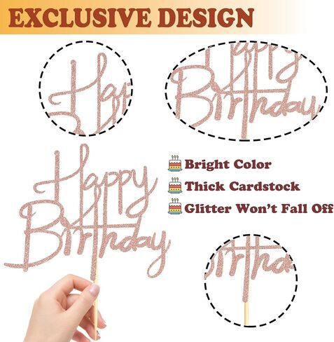 Sotpot Happy Birthday Cake Topper Gold Glitter Cake Decoration for Birthday Anniversary Party Cake Decorations Supplies in Saudi Arabia