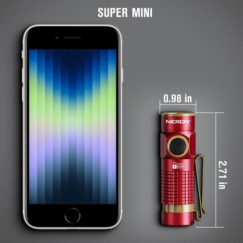 NICRON mini Flashlight, 1200 lumens Rechargeable led flashlights high lumens with Clip on Flashlight, Tactical flashlights with Magnet, Waterproof EDC Flashlight for Emergencies Camping Outdoor (Red) in Saudi Arabia
