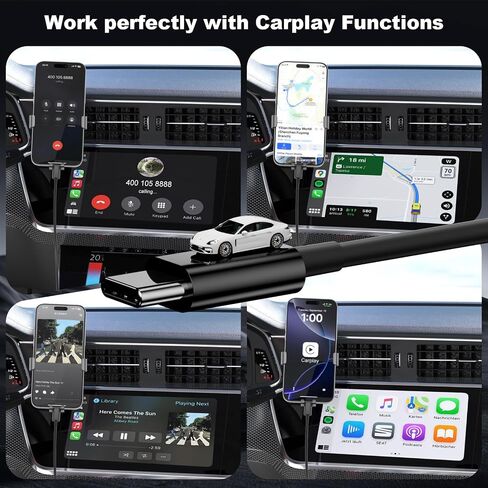 Car Carplay Cable for iPhone 16 15/16 15Pro/16 15Pro Max/16 15Plus, USB A to USB C Cable for iPad Pro 13/12.9/11 inch/Air 5/4th/Mini, 2Pack Car Charger Fast Charging Carplay USB C Cord (White-3FT) in Kuwait