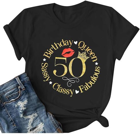 Vintage 1976 T Shirts for Women 50th Birthday Shirts Gifts Born in 1976 Tshirt Retro Short Sleeve Tee Tops in Saudi Arabia