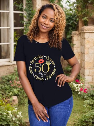 Vintage 1976 T Shirts for Women 50th Birthday Shirts Gifts Born in 1976 Tshirt Retro Short Sleeve Tee Tops in Saudi Arabia