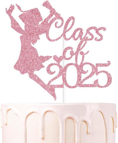 Pink Glitter Class of 2025 Cake Topper ، Congrats Grad 2025/لقد فعلت ذلك/فخور جدًا بك ، 2025 لوازم حفلات التخرج in Saudi Arabia