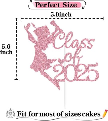 Pink Glitter Class of 2025 Cake Topper ، Congrats Grad 2025/لقد فعلت ذلك/فخور جدًا بك ، 2025 لوازم حفلات التخرج in Saudi Arabia
