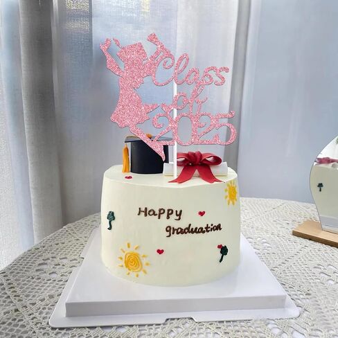 Pink Glitter Class of 2025 Cake Topper ، Congrats Grad 2025/لقد فعلت ذلك/فخور جدًا بك ، 2025 لوازم حفلات التخرج in Saudi Arabia