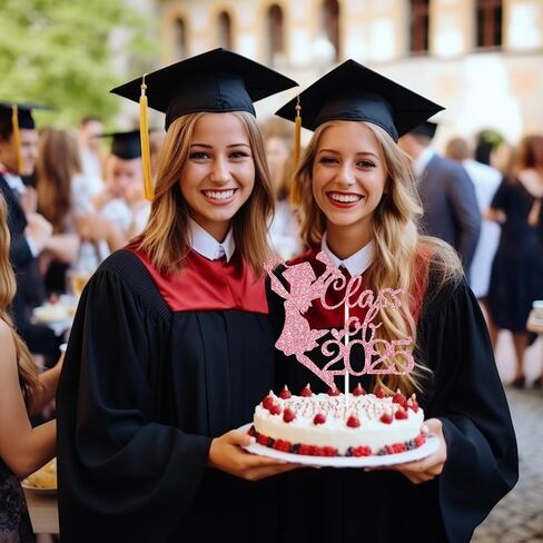 Pink Glitter Class of 2025 Cake Topper ، Congrats Grad 2025/لقد فعلت ذلك/فخور جدًا بك ، 2025 لوازم حفلات التخرج in Saudi Arabia
