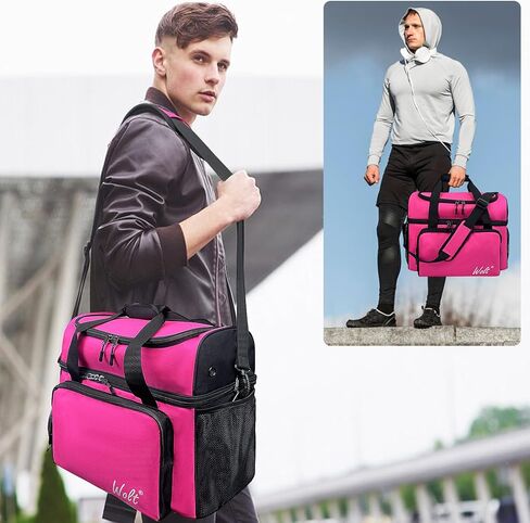 WOLT Bowling Ball Bag for 2 Balls, 2 Ball Bowling Bag with Padded Ball Holder- Fits Bowling Shoes Up to Mens Size 16, bowling accessories in Kuwait