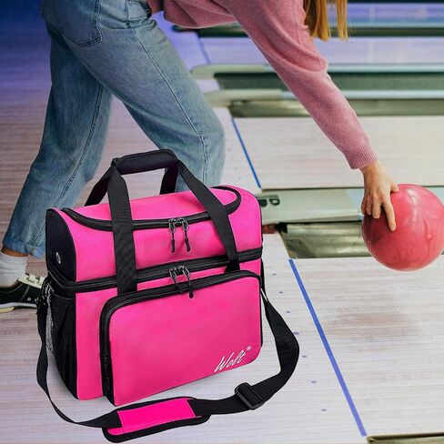 WOLT Bowling Ball Bag for 2 Balls, 2 Ball Bowling Bag with Padded Ball Holder- Fits Bowling Shoes Up to Mens Size 16, bowling accessories in Kuwait