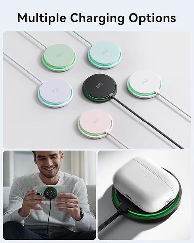 INIU Wireless Charger, 15W Fast Charging LED Mag-Safe Charger, Travel Magnetic Charging Pad Compatible with iPhone 16/15/14/13/12 Series, AirPods 3/2/Pro/Pro 2 (with Adapter) in Saudi Arabia