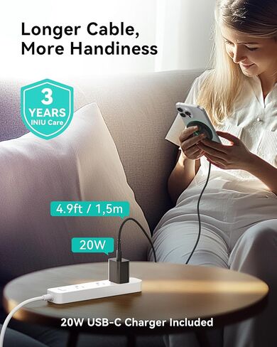 INIU Wireless Charger, 15W Fast Charging LED Mag-Safe Charger, Travel Magnetic Charging Pad Compatible with iPhone 16/15/14/13/12 Series, AirPods 3/2/Pro/Pro 2 (with Adapter) in Saudi Arabia
