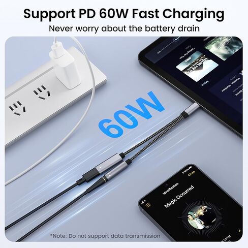 Samsung Galaxy S26 Headphone Adapter, USB C to AUX Mic Jack with PD 60W Fast Charging for Stereo, Earphones, Compatible with Samsung Galaxy S26/S26+/S26 Ultra/S25/S25+, Google Pixel 10/9 in Saudi Arabia