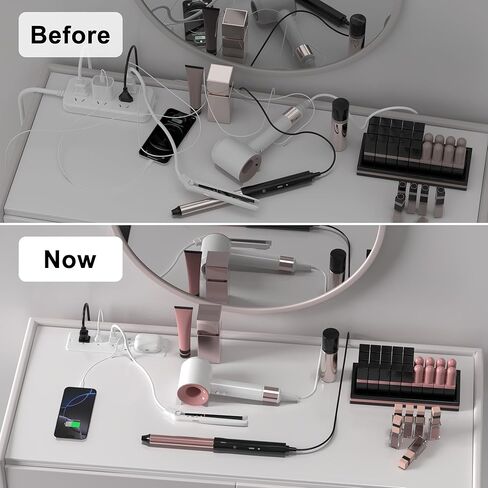 8 في 1 شريط طاقة راحة مع شاحن لاسلكي 15 واط ، 20 واط شحن سريع الشحن ، قم بتوصيل 3 منافذ AC و 4 منافذ USB Flush Mount ، سلك 6 قدم in Kuwait