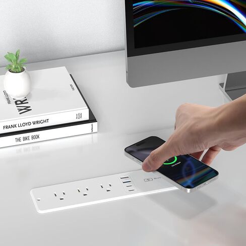 8 في 1 شريط طاقة راحة مع شاحن لاسلكي 15 واط ، 20 واط شحن سريع الشحن ، قم بتوصيل 3 منافذ AC و 4 منافذ USB Flush Mount ، سلك 6 قدم in Kuwait