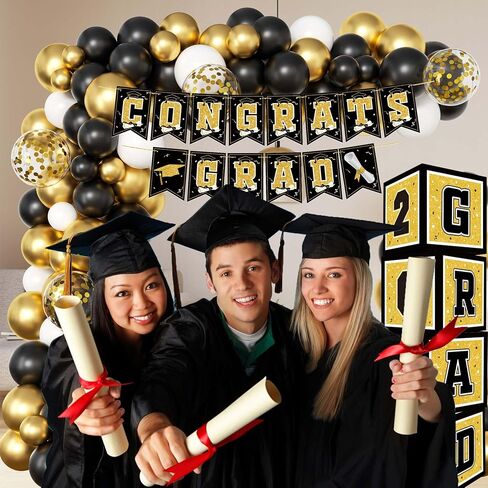 Graduation decorations class of 2025,Grad 2025 Boxes,balloons of number 2025 for men women graduation party decorations（Gold） in Saudi Arabia
