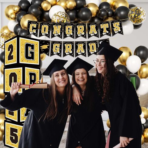 Graduation decorations class of 2025,Grad 2025 Boxes,balloons of number 2025 for men women graduation party decorations（Gold） in Saudi Arabia