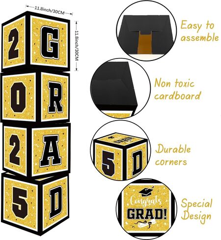Graduation decorations class of 2025,Grad 2025 Boxes,balloons of number 2025 for men women graduation party decorations（Gold） in Saudi Arabia