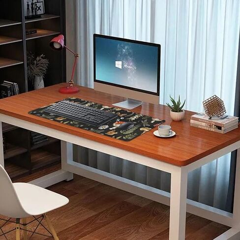 Plant Mushroom Desk Pad Mouse Pad,Large Black Aesthetic Mouse Mat with Stitched Edges,Non-Slip Rubber Base Mousepad for Office PC Keyboard Laptop and Home Work Desk Mat(27.5X11.8 in) in Kuwait