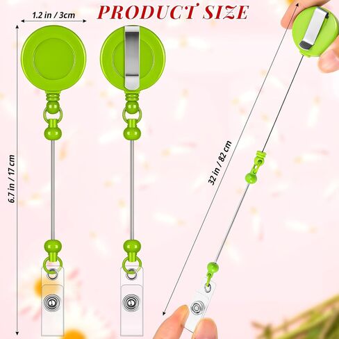 Beaded DIY Badge Reel Kit 9pcs Beadable Retractable Badge Reels Clips for Beads Blank Bar ID Name Badge Holder with Belt DIY Present for Nurse Teacher Office Worker in Saudi Arabia
