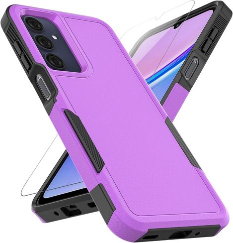 for Samsung Galaxy A16 5G Case: Dual Layer Protective Heavy Duty Cell Phone Cover Shockproof Rugged with Screen Protector - Military Protection Bumper Tough - Samsung Galaxy A16 5G 2025, Black in Saudi Arabia