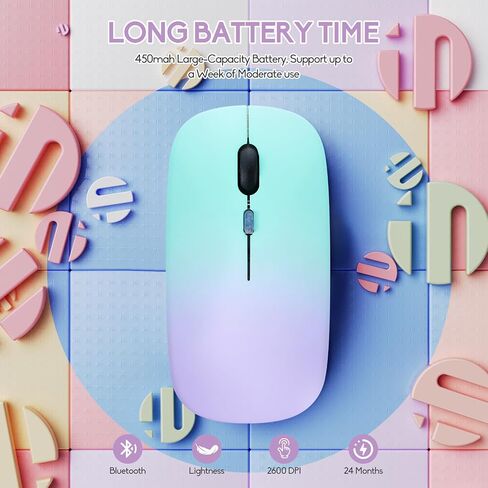 2 حزمة ماوس بلوتوث اللاسلكي ، LED مزدوج الوضع المزدوج القابل لإعادة الشحن الماوس المحمول النحيف الصامت ، المحمول (BT5.2+مستقبل USB) الفئران كمبيوتر الوضع المزدوج ، للكمبيوتر المحمول ، كمبيوتر سطح المكتب ، جهاز الكمبيوتر اللوحي ، الهاتف ، التلفزيون (أسود+و in Kuwait