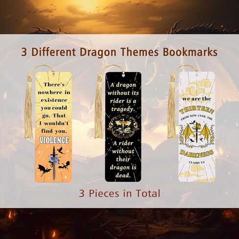 LParkin 3PCS Fourth Wing Merch Dragon Acrylic Bookmarks for Men, Unique Dragon Bookmark Collection, Bookish Gifts for Book Lovers, Page Markers for Bookworms in Saudi Arabia