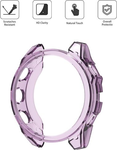 Compatible with Garmin Fenix 8 Multisport Smartwatch 51MM Series,Soft Flexible TPU Thin Lightweight Bumper Cover Protector for Smartwatch Series 51MM,(Transparent+Clear Black) in Saudi Arabia