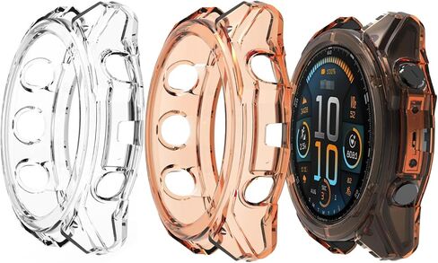 Compatible with Garmin Fenix 8 Multisport Smartwatch 51MM Series,Soft Flexible TPU Thin Lightweight Bumper Cover Protector for Smartwatch Series 51MM,(Transparent+Clear Black) in Saudi Arabia