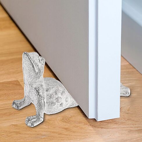 Sumnacon Cast Iron Door Stop - Heavy Duty Rustic Door Stopper Avoid Drilling Hole, Vintage Metal Door Wedge on Floor Surface for Home Office Commercial Industrial Dachshund,Retro White in Kuwait