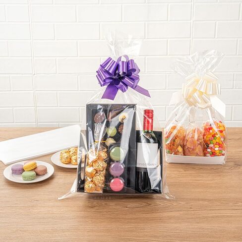 Restaurantware Bag Tek 14 x 24 Inch Gift Basket Wraps 10 Wraps For Part Favors - Durable Disposable Clear Plastic Basket Sheets For Wedding Or Party Gifts in Saudi Arabia