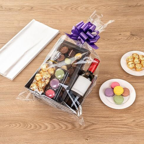 Restaurantware Bag Tek 14 x 24 Inch Gift Basket Wraps 10 Wraps For Part Favors - Durable Disposable Clear Plastic Basket Sheets For Wedding Or Party Gifts in Saudi Arabia