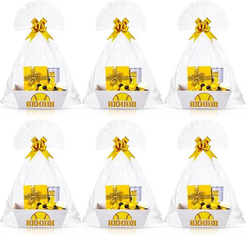 Pickmesh 6 Pack Sports Senior Night سلال للهدايا فارغة ، 12 × 10 × 4 كبار 2025 مجموعة سلة هدايا كبيرة ، 6 سلال من الورق المقوى مع مقبض 6 أكياس بلاستيكية مع أقواس للرياضة هدية ليلية كبار السن (الكرة اللينة) in Saudi Arabia
