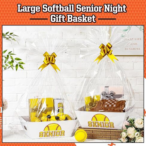 Pickmesh 6 Pack Sports Senior Night سلال للهدايا فارغة ، 12 × 10 × 4 كبار 2025 مجموعة سلة هدايا كبيرة ، 6 سلال من الورق المقوى مع مقبض 6 أكياس بلاستيكية مع أقواس للرياضة هدية ليلية كبار السن (الكرة اللينة) in Saudi Arabia