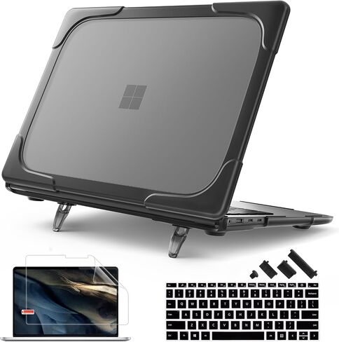 Heavy Duty Case for Microsoft Surface Laptop 13.8 inch, 2024 Windows 11 Copilot+ PC, 7th Edition Touchscreen Display with Fold Kickstand, Keyboard Cover & Screen Protector, Black in Saudi Arabia