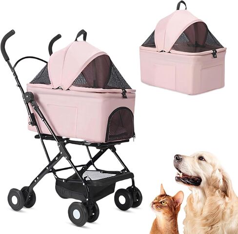 3 in 1 Dog Strollers 4 Wheels Folding Pet Stroller with Detachable Carrier Multifunction Portable Dogs Travel Carriers for Medium Small Puppy Kittens in Saudi Arabia