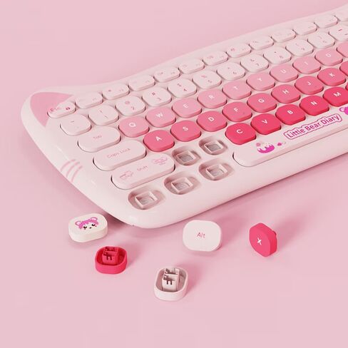 Cute Cat 2.4G USB Wireless Keyboard and Mouse Combo, Typewriter Flexible Keys, Candy Colors, Compatible with Notebook, PC (Purple -A) in Kuwait