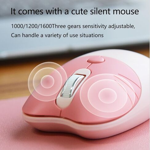 Cute Cat 2.4G USB Wireless Keyboard and Mouse Combo, Typewriter Flexible Keys, Candy Colors, Compatible with Notebook, PC (Purple -A) in Kuwait