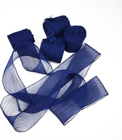 Chiffon Ribbon 1.5" x 20Yd (4 Rolls *5Yd) for Wedding Invitations, Bridal Bouquets, DIY Tassel Garland Decorations, Gifts Wrapping & Bow Making (Navy) in Kuwait