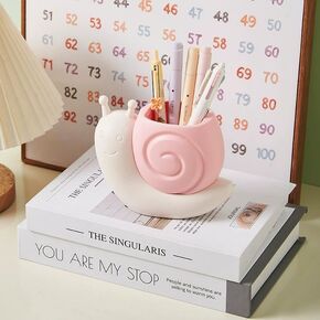 Cute Pen Container Holder Snail-shape Desk Decoration Stocking Stuffers Creative Multi-Functional Pen/pencil Holder Desk Organizer Accessory Makeup Storage Office Home Art Supply Nice Gift (Green)