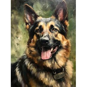 DIY Diamond Painting by Numbers German Shepherd Full Drill Round Diamond Asservery Cross Stitch Mosaic Crystal Rhinestone Arts and Craft Mosaic Art Kits 12x16in/30x40 cm