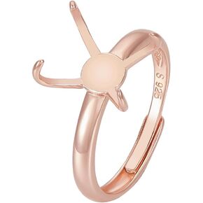 Benecreat 925 Sterling Silver 4 Claws Ring Blanks ، 18.5mm Ring Ring String مع S925 ، مكونات حلقة مخلب لصنع المجوهرات الخاتم غير المنتظم ، صينية: 10 × 7 ملم Rose Gold