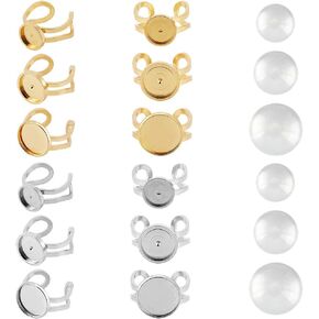 6pcs DIY قبة فارغة طقم طقم 2 اللون من الفولاذ المقاوم للصدأ حلقات الأصابع DIY مجموعات الفراغات المجوهر