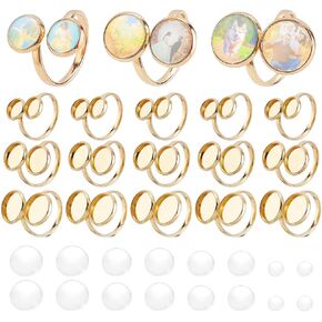 PH Pandahall 18K Flated Ring Flanks 18pcs قواعد Ring Ring