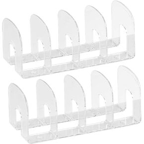 SAYEEC Acrylic File Sorter Clear Purse Handbag Organizer Clutch Divider Thickened Desk Book Holder Desktop Folder Binder Organizer Magazine Rack for Mail Letter Paper Electronics (4 Sections, 2 Pack)