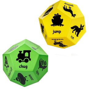 Kids 2 x Dice - Fun Dice Toys with Movements & Animals - Kids Exercise Equipment & Physical Education Equipment for Schools, Preschools, Kindergartens