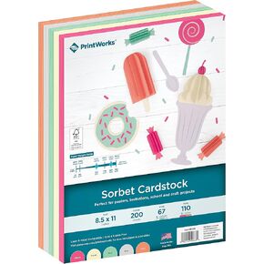 Printworks Sorbet Cardstock, Heavyweight, Solid Core, 8.5" x 11", 200 Sheets (00668)
