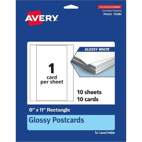 بطاقات بريدية قابلة للطباعة Avery ، 6 "× 11" ، بطاقة أبيض لامعة ، بطاقات ليزر/نفث الحبر ، 50 إجمالي